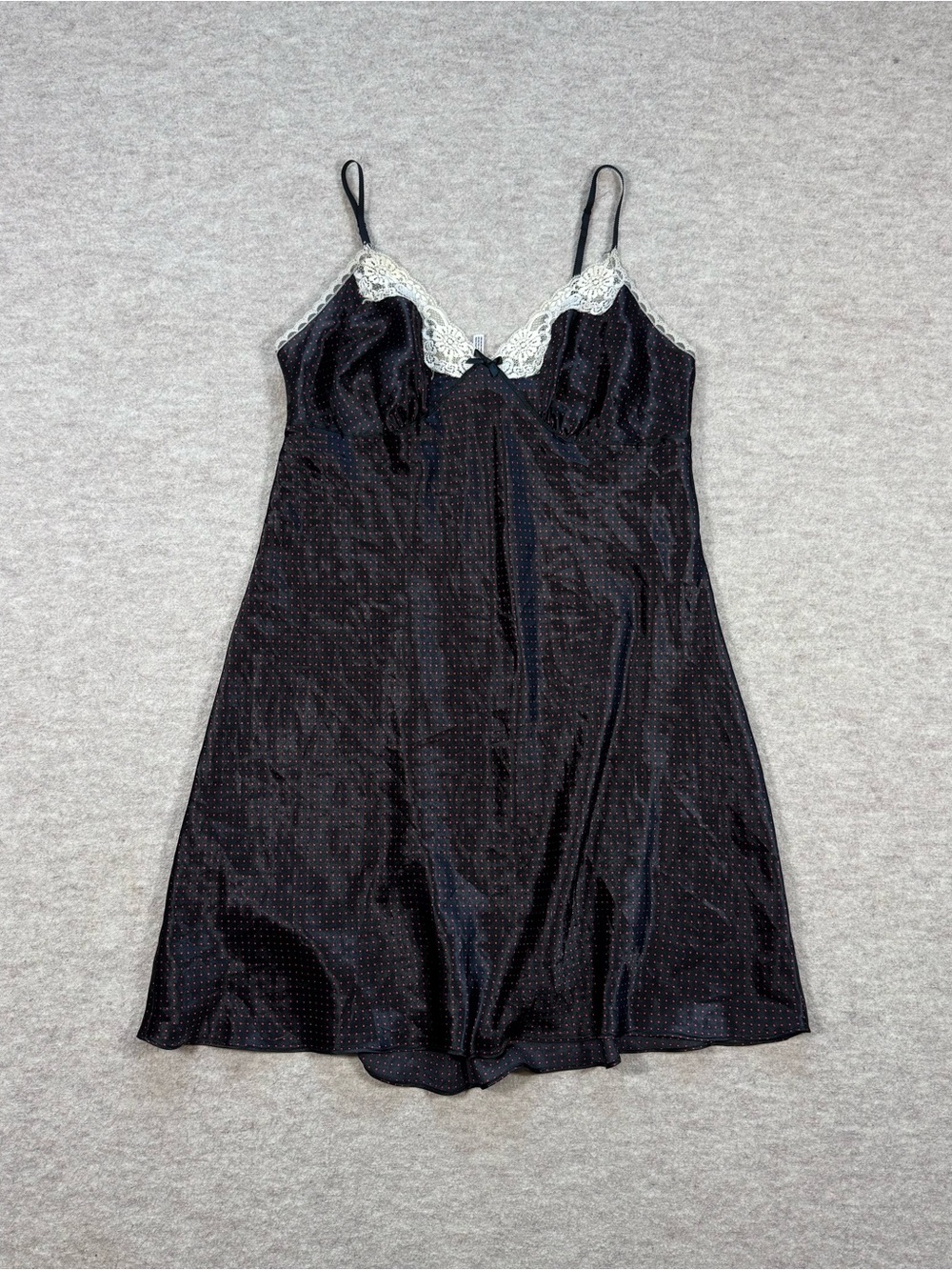 Gilligan & O'Malley Black Satin Chemise with White Lace